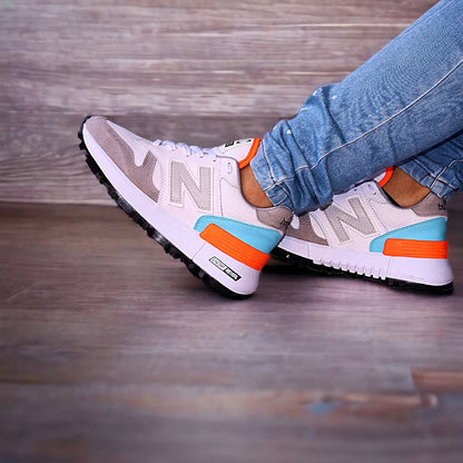 Tenis NB Dama Gris Naranja