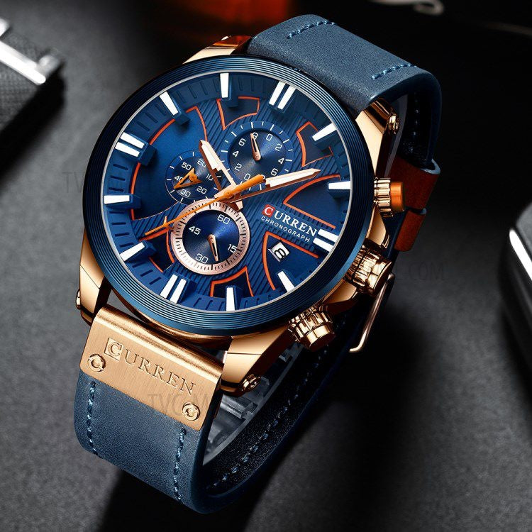 Reloj Curren 8346 Azul Hombre Pulso Cuero
