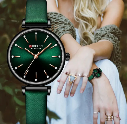 Reloj Curren 9081 Verde Pulso en Cuero